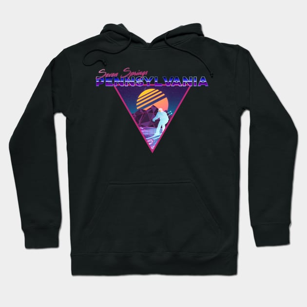 Retro Vaporwave Ski Mountain | Seven Springs Pennsylvania | Shirts, Stickers, and More! Hoodie by KlehmInTime